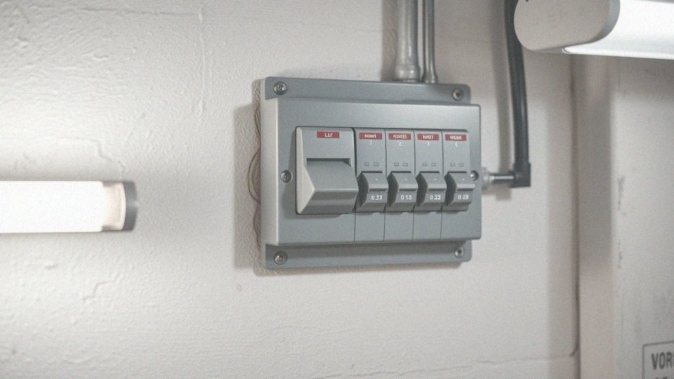 Jakie są typowe ustalenia związane z głównym wyłącznikiem w instalacji elektrycznej?